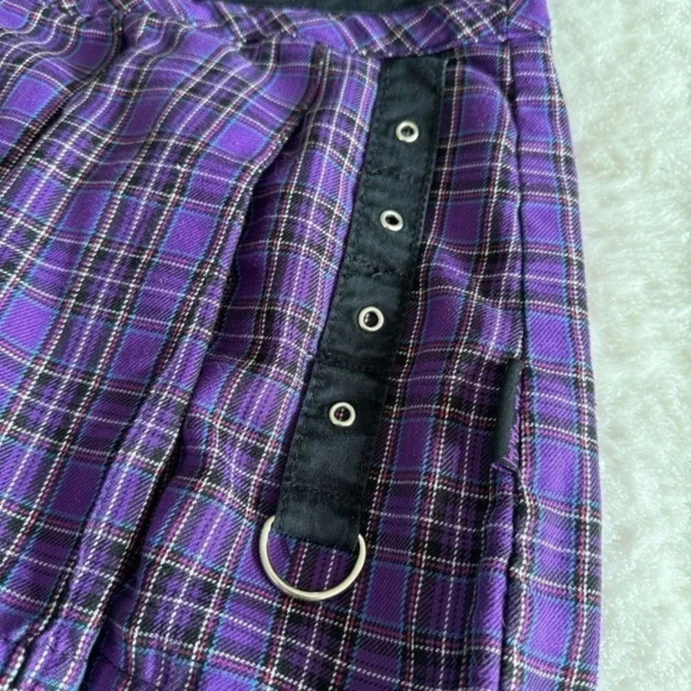 Tripp NYC Skirt Womens XS Purple‎ Plaid Mini Vtg Y2K Goth Grunge Punk Pleated